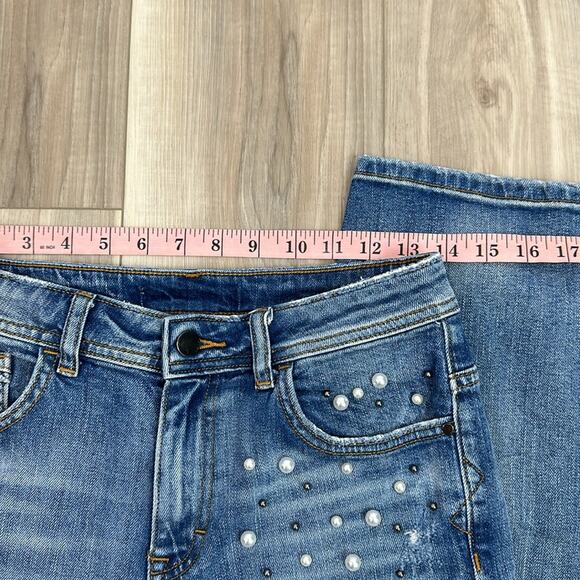 Zara embellished distressed denim jeans size 4 - Picture 7 of 9